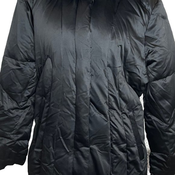 Calvin Klein Puffer Jacket Womens XL Black Down Puffer Faux Fur Lined Hood Parka - Picture 3 of 16